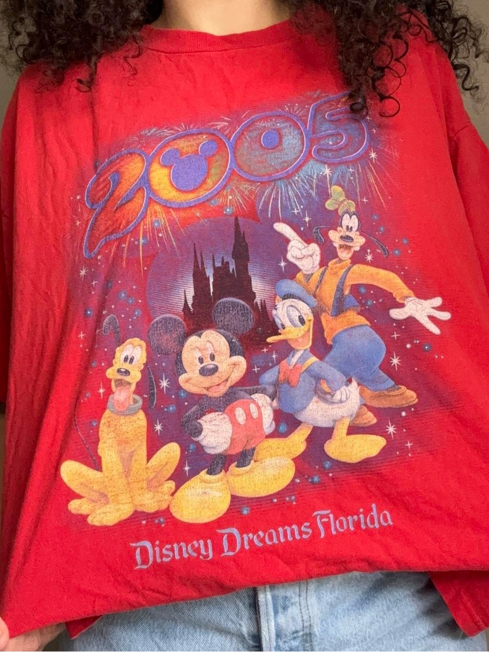 Disney Red 2005 Disney Dreams Florida Graphic Short Sleeve Tee